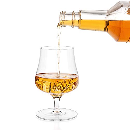 LUXBE Handcrafted Lead-Free Crystal Brandy & Cognac Glasses Set of 4 - 9.5oz, Modern Design
