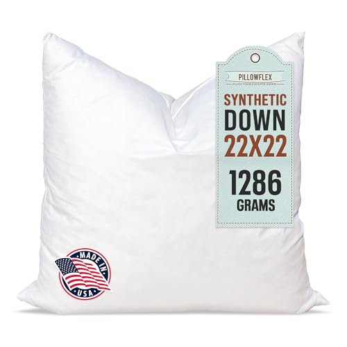 Pillowflex 22x22 Synthetic Down Pillow Insert - Square Throw Pillow Form