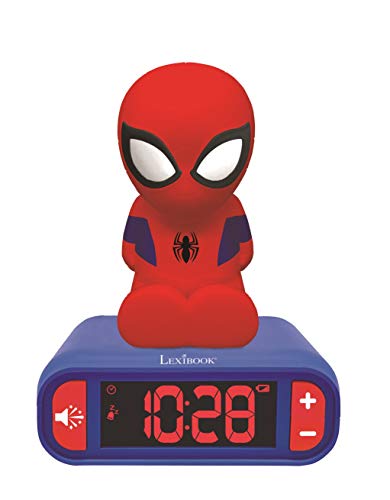 LEXiBOOK Spider-Man Nightlight Alarm Clock RL800SP for Kids, Superhero Gift