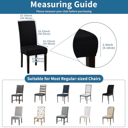 Stretch Dining Chair Covers Set of 6 - Washable Slipcovers for Protection