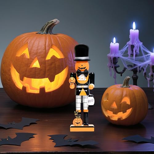 10-Inch Halloween Wooden Nutcracker Figurine - Spooky Tabletop Decor