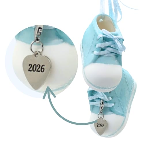 Personalized Baby Boy First Christmas Ornament - Blue Booties with Dated 2026