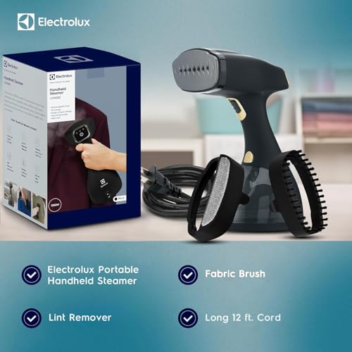 Electrolux Portable Black Clothes Steamer 1500W Wrinkle Remover & Fabric Brush