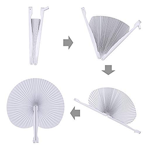 60 Pcs White Folding Paper Hand Fans for Wedding Party Favors and DIY