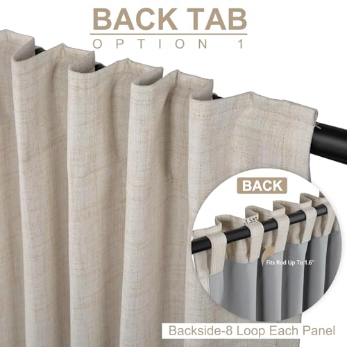 Linen Textured Total Blackout Curtains 84 Inches Long Cream 2 Panels