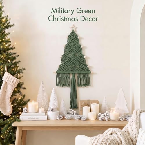 HunnmingRe Green Large Macrame Christmas Tree Decor - Festive Holiday Wall Hanging