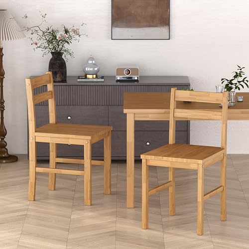 43-Inch Modern Solid Wood Dining Table Set for 4, Rectangular Natural Finish