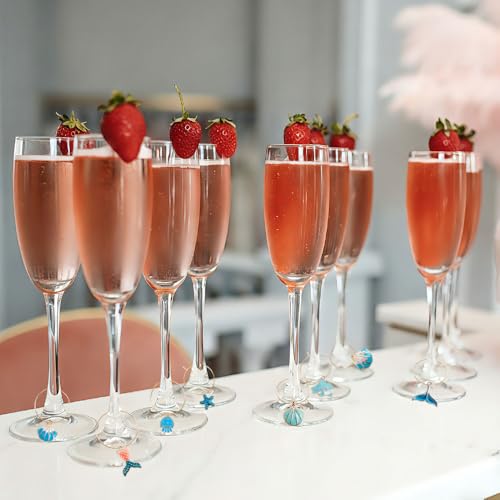 Ocean Wine Glass Charms Set - 24 PCS Stem & Champagne Glass Identifier Rings for Weddings & Parties