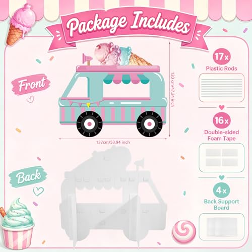 4.5ft Ice Cream Truck Cardboard Standee - Party Photo Booth Prop