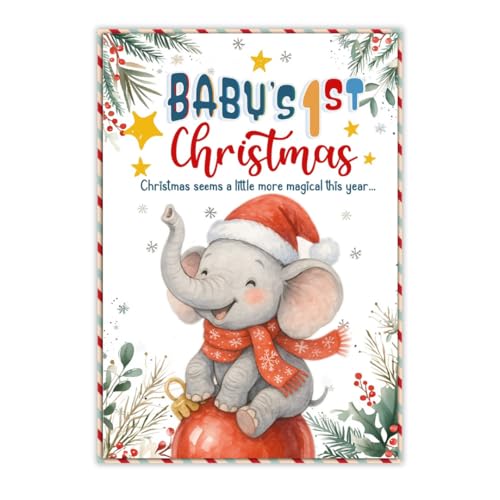 Baby First Christmas Card - Cute 1st Holiday Greeting for Boy or Girl with Envelope - BlinkWishes