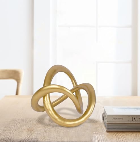 Modern Geometric Gold Knot Sculpture Resin Tabletop Decor Statue