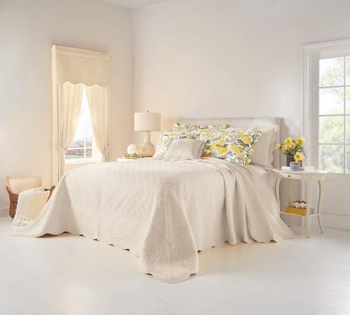 100% Cotton Oversized Bedspread - Florence Collection, Twin, Ecru