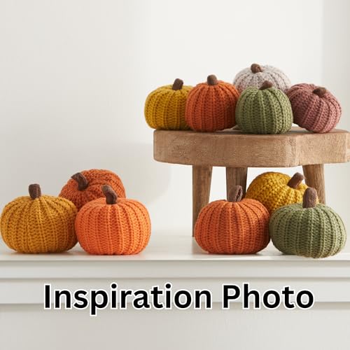 Mini Knit Pumpkins Set of 5, Fall Farmhouse Tier Tray Decor