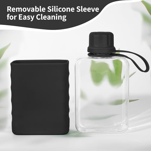 IDIDG Black Mini Portable Flask 8.2oz Silicone Sleeve Travel Liquor Bottle
