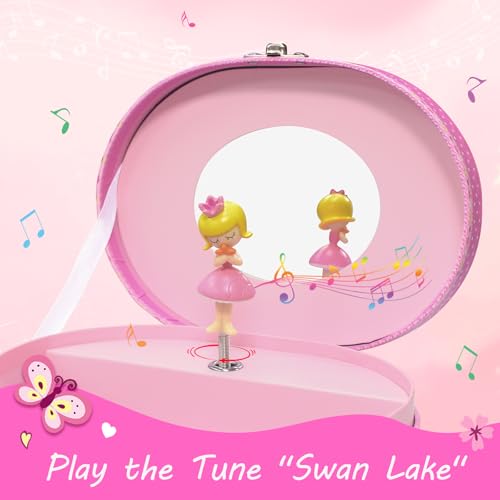 Musical Princess Jewelry Box for Girls with Spinning Figurine - Pink