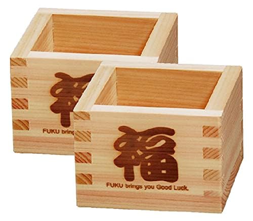 EDOYA Hinoki Wood Sake Cups Set of 2 - Japanese Masu for Cold Sake & Snacks