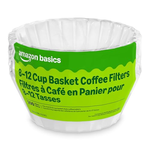 Basket Coffee Filters for 8-12 Cup Coffee Makers - White, 200 Count - Compostable