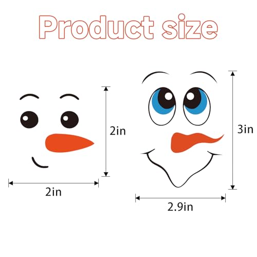 52PCS Snowman Face Stickers for DIY Christmas Crafts & Ornaments