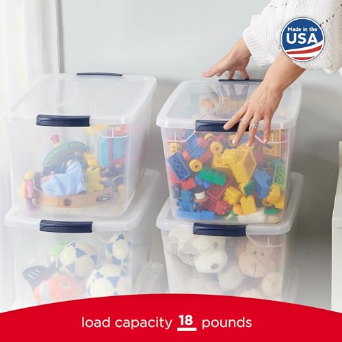 Clear Plastic Storage Bins with Lids 32 Qt 6 Pack