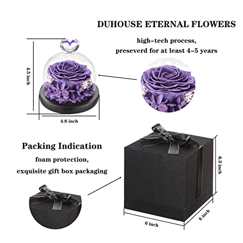 DuHouse Preserved Real Rose in Red - Enchanted Glass Dome, 4-5 Year Lifespan