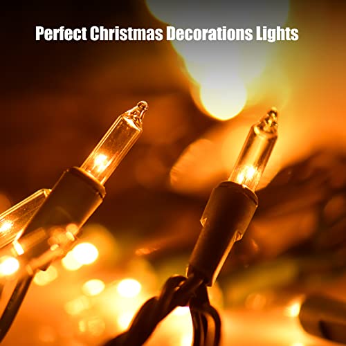 Dirnun Clear White Christmas Lights 100-Count Incandescent, Green Wire, UL Certified, Connectable Indoor/Outdoor