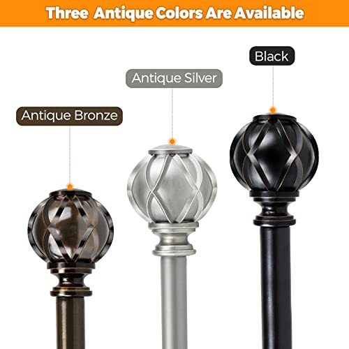Decorative Curtain Rod Finials, Silver Netted Texture, Set of 2