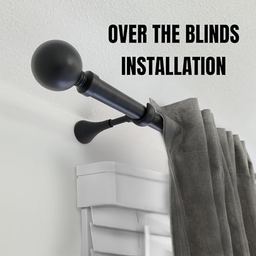 Heavy Duty 6-Inch Adjustable Curtain Rod Brackets for 1-Inch Rods, Black