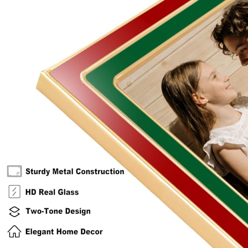 ACHAVINM 5x7 Enamel Photo Frame Set - Festive Red & Green Wall & Tabletop Decor