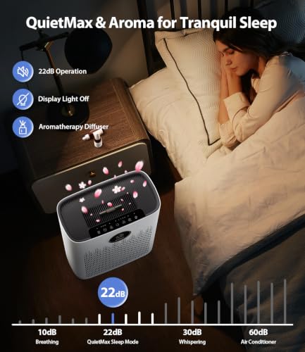 Large Room Air Purifier with True HEPA Filter and AQI Display