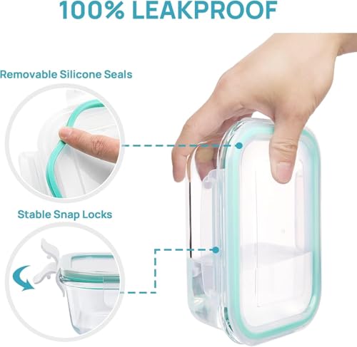 8-Pack Glass Food Storage Containers with Airtight Lids for Meal Prep