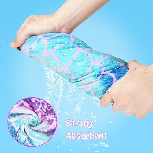 Catalonia Kids Mermaid Hooded Towel Poncho – 100% Cotton Swim Robe for Girls 2-6