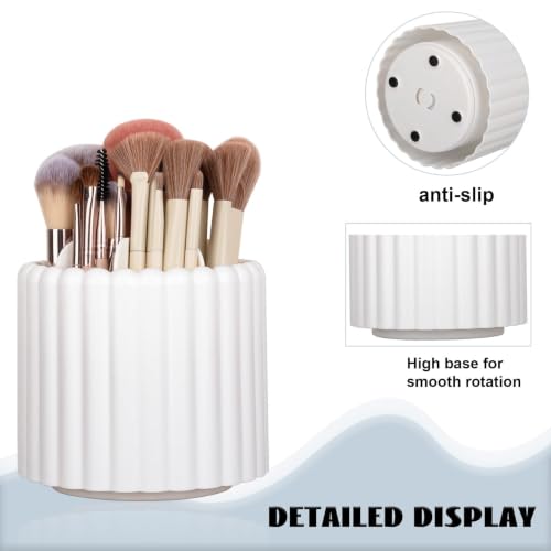 Anyoifax White Rotating Makeup Brush Holder Organizer with Removable Dividers - Small