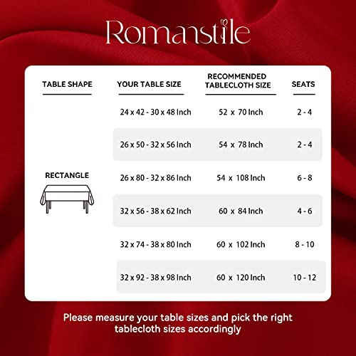 Romanstile Red 54x78 in Rectangle Tablecloth Waterproof & Wrinkle-Resistant