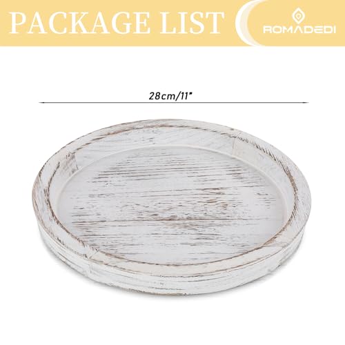 Rustic Wooden Tray Candle Holder - Distressed White Decorative Accent