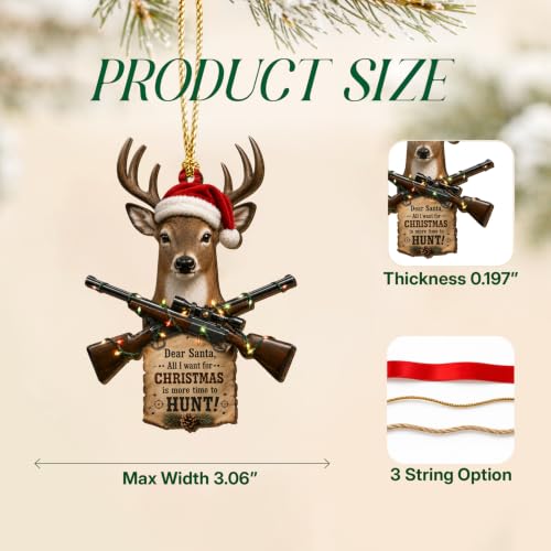Deer Hunting Wooden Christmas Ornament 2026 - Double-Sided Holiday Decor