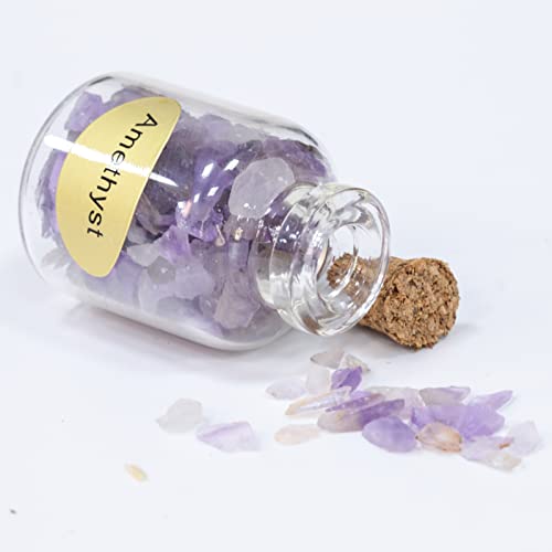 9 Mini Gemstone Crystal Bottles Set - Natural Healing Chip Stones for Wicca & Crafts