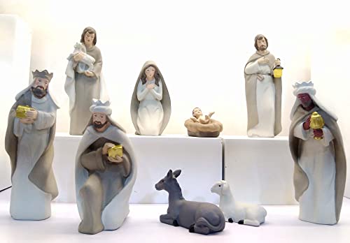 10-Piece Hand-Painted Nativity Set, 4.5-Inch Resin Manger Scene Figurines