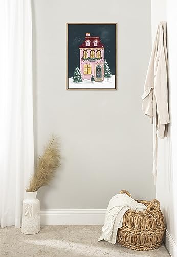 Kate and Laurel Sylvie Holiday Victorian Canvas Wall Art 18x24 Gold Frame Christmas Decor