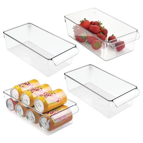 iDesign Fridge Storage Bin with Handle - Fridge Tray for Meats and Cheeses - Set of 4 - Clear