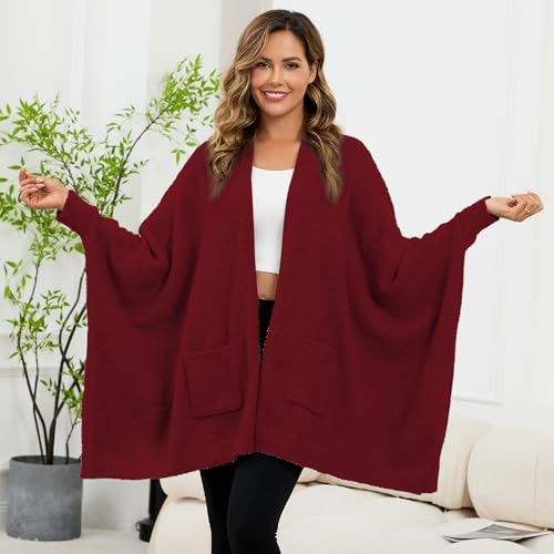 Wearable Sherpa Blanket Poncho with Sleeves - Cozy Plush Shawl Wrap