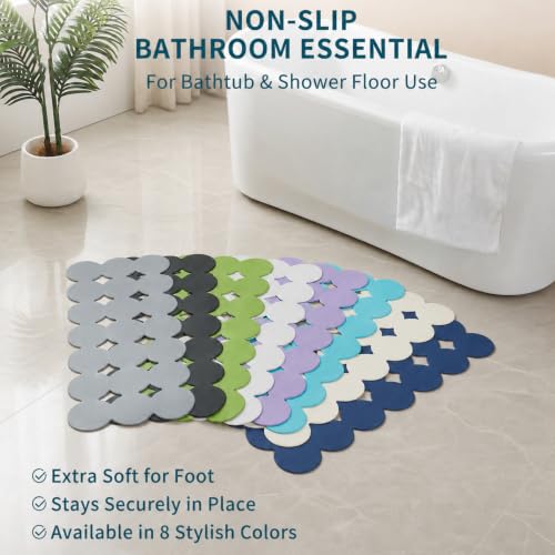 Extra Long Non-Slip Rubber Bath Mat, 15.4" x 37.8" with Strong Suction Cups
