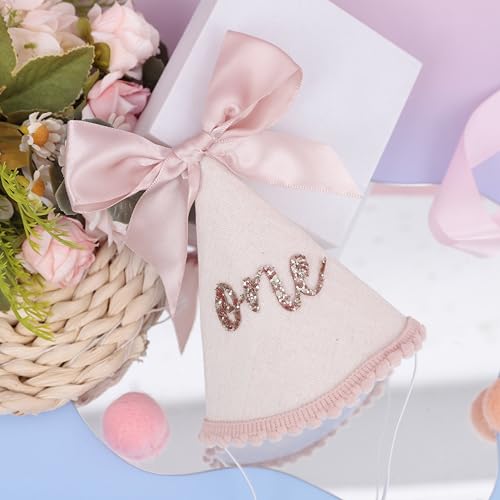 Glitter Birthday Party Hat with Bow for 1/2, 1st, or 2nd Birthday