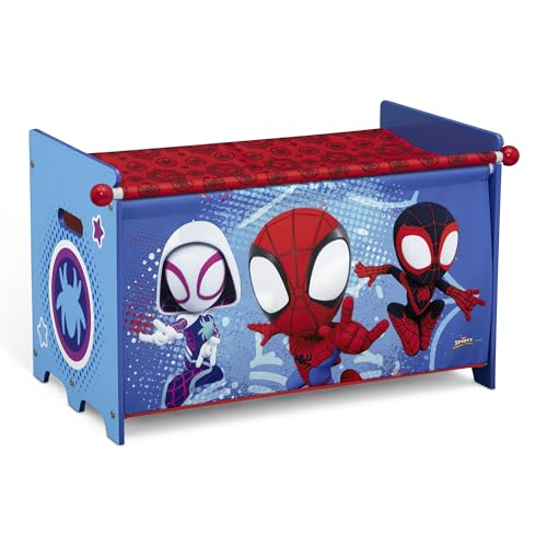 Spider-Man Toy Box with Retractable Lid - Durable Wooden Storage Chest