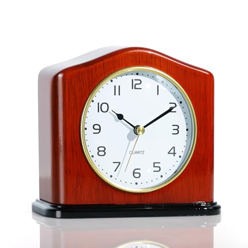Handcrafted Solid Wood Mantel Clock with Silent Quartz Movement
