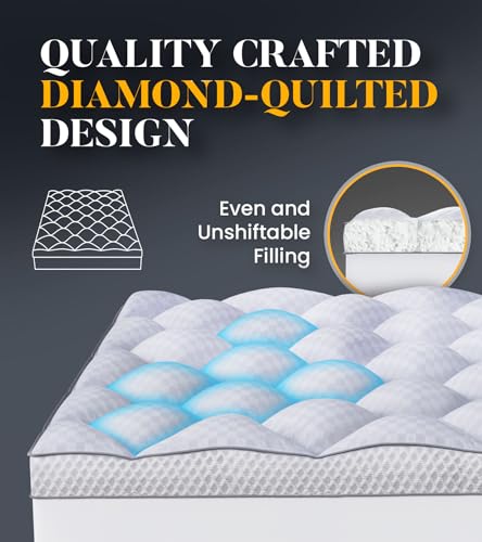 Milcabe 3 Inch Queen Memory Foam Mattress Topper - Plush Pillow Top Pad