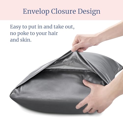 BEDELITE Satin Pillowcases Queen Size 20x30 Dark Grey Set of 2