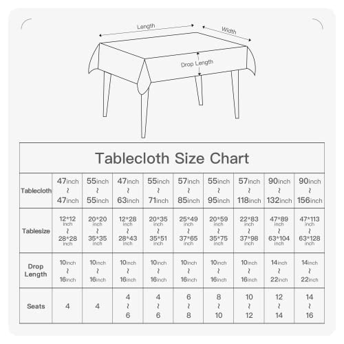 BALCONY & FALCON Waterproof Lake Blue 118" x 57" Rectangle Tablecloth