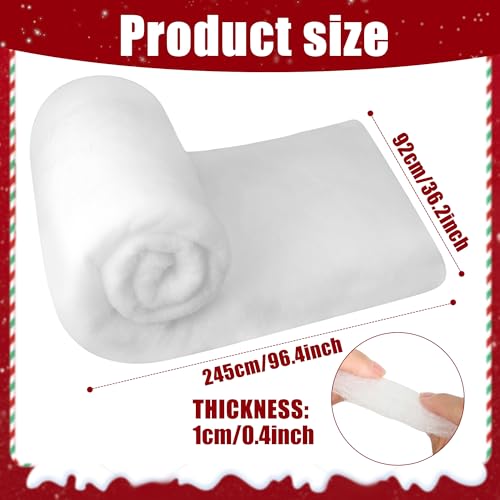 Artificial Christmas Snow Blanket Roll 3x8 ft - Fluffy White Faux Snow Cover