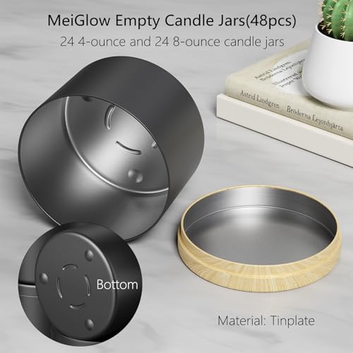 48PCS Metal Candle Tins Set - 24 x 8oz & 24 x 4oz with Lids