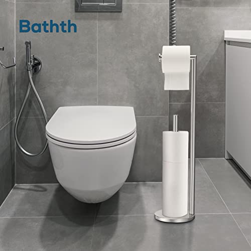 Free Standing Toilet Paper Holder Stand - Brushed Nickel Stainless Steel